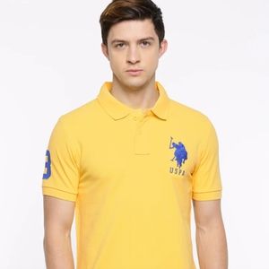 US Polo Assn Short Sleeve 100% Cotton Men's Yellow Polo Shirt Size M
